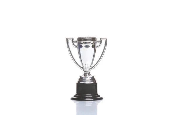 Vinnare Cup Isolerad Vit Bakgrund Med Reflektion — Stockfoto
