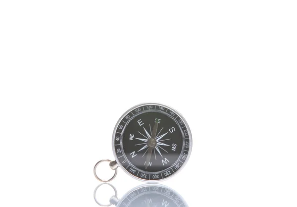 Kompas Izolované Bílém Pozadí Odrazem — Stock fotografie