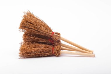 Halloween witch's brooms isolated on white background