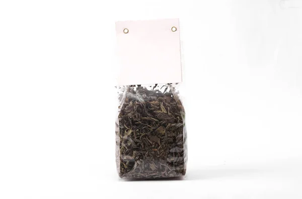 Beyaz Arkaplanda Izole Edilmiş Yeşil Çay Paketi — Stok fotoğraf