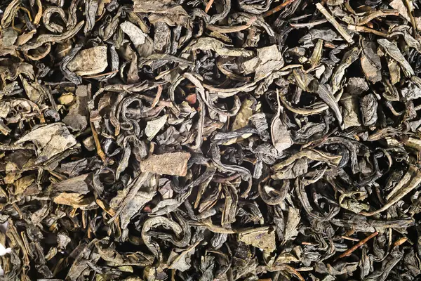 Листья Сухого Зеленого Чая Крупным Планом Естественный Фон — стоковое фото