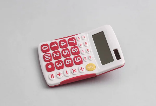 Белый Калькулятор Розовыми Кнопками Сером Фоне — стоковое фото