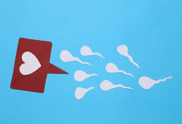 Konkurrierende Spermien Und Wie Ein Symbol Auf Blauem Hintergrund Konzeption — Stockfoto