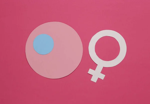 Owulacja Zdrowie Kobiet Symbol Płci Żeńskiej Venus Jajnikiem Różowym Tle — Zdjęcie stockowe