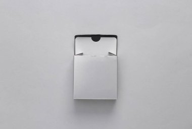 Metallic color empty box mock up on gray background