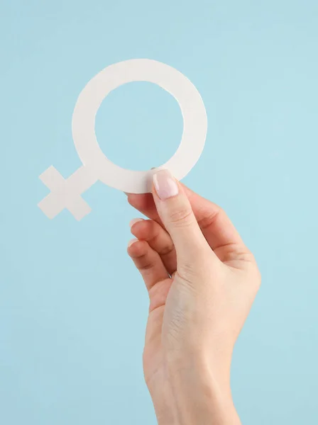 Mavi Arka Planda Venüs Cinsiyet Sembolü Feminizm Kadınların Gücü — Stok fotoğraf