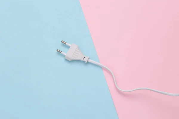 Electric Plug Blue Pink Pastel Background — Stock Photo, Image
