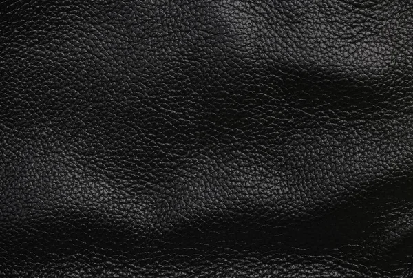 Hullámos Fekete Bőrfelület Közelkép Textúrája — Stock Fotó