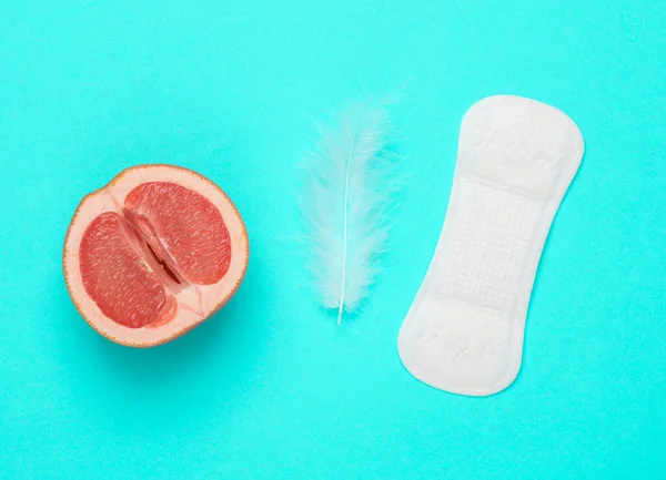 Gynecology Female Intimate Hygiene Menstruation Half Grapefruit Symbolizing Female Vagina — Stockfoto