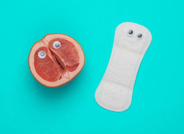 Gynecology Female Intimate Hygiene Menstruation Half Grapefruit Symbolizing Female Vagina — Stockfoto