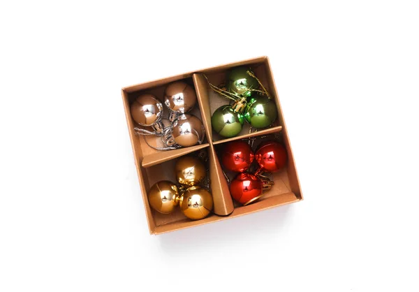 Set Christmas Balls Box White Background — Stock Photo, Image