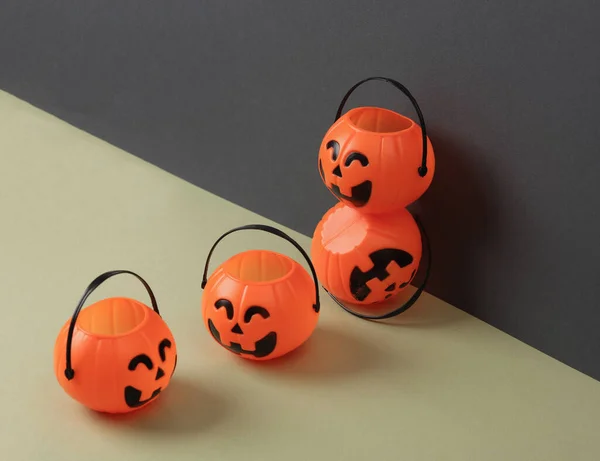 Diseño Creativo Halloween Cubos Calabaza Dos Tonos Fondo Pop Conceptual — Foto de Stock