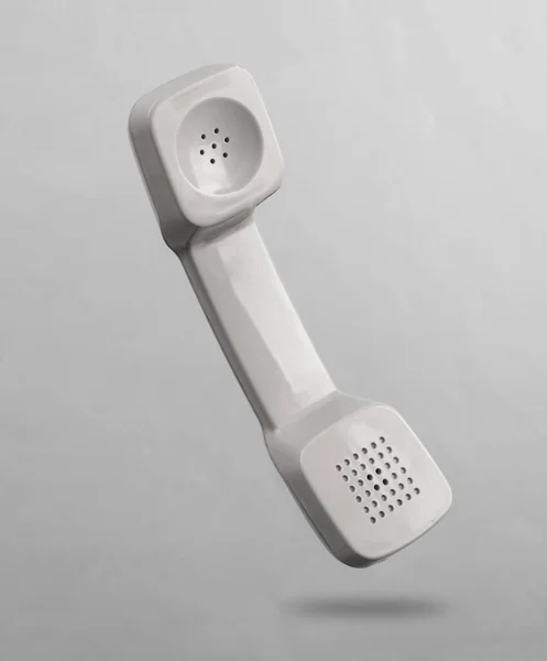 Retro Telefon Cső Lebegő Szürke Háttér Egy Árnyék — Stock Fotó
