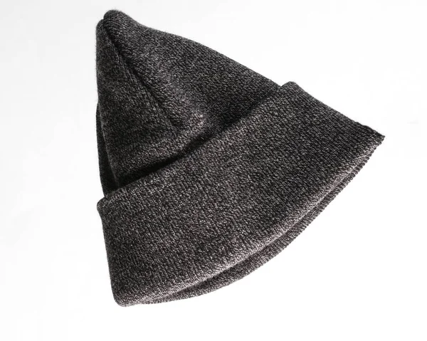 Gray Warm Unisex Hat Gray Background — Stock Photo, Image