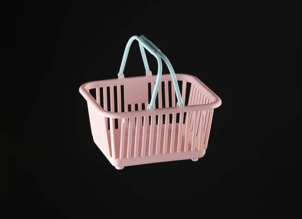 Plastic Supermarket Basket Isolated Black Background — Stock Photo, Image