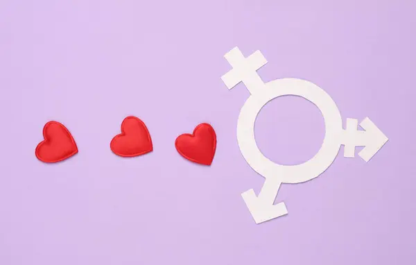 Трансгендерный Символ Сердцем Фиолетовом Фоне Свобода Любви Концепция Lgbt — стоковое фото
