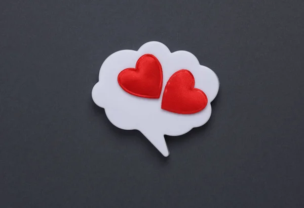 Speech Bubble Hearts Gray Background — Stock Photo, Image