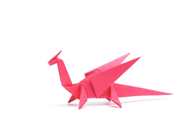 Papper Origami Drake Isolerad Vit Bakgrund — Stockfoto