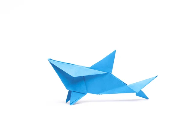 Kağıt Origami Köpekbalığı Beyaz Arka Planda Izole — Stok fotoğraf