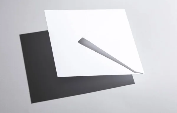 White Envelope Mockup Levitates Shadow Gray Background — Stock Photo, Image