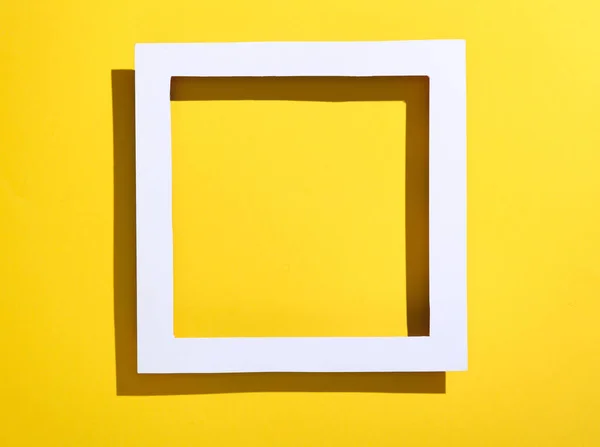 Minimal Layout Square Frame Shadow Yellow Background — Stock Photo, Image