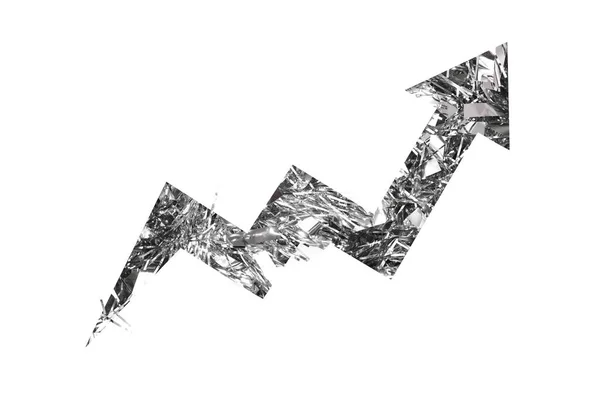 Wachstumspfeil Ausgeschnitten Aus Papierloch Mit Lametta Auf Weißem Hintergrund — Stockfoto