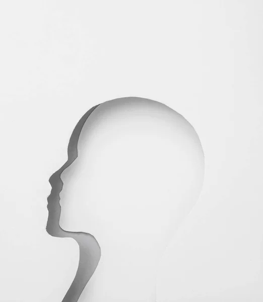 Cut Paper Shape Human Face Mental Health Concept — Stock Photo, Image