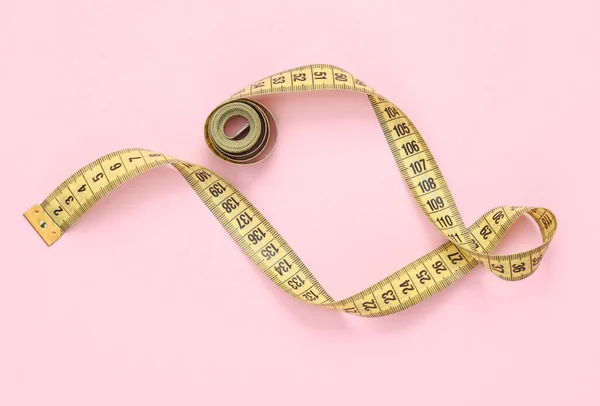 Measuring Tape Pink Background — Stock Photo, Image