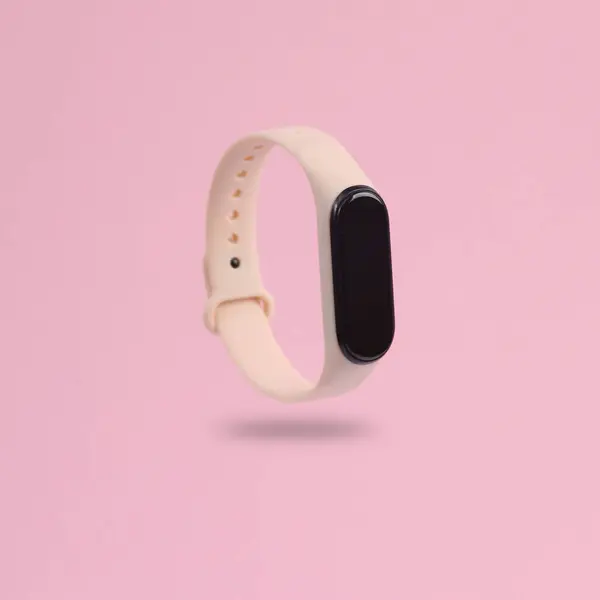 Modern Smart Bracelet Levitating Pink Background Shadow — Stock Photo, Image