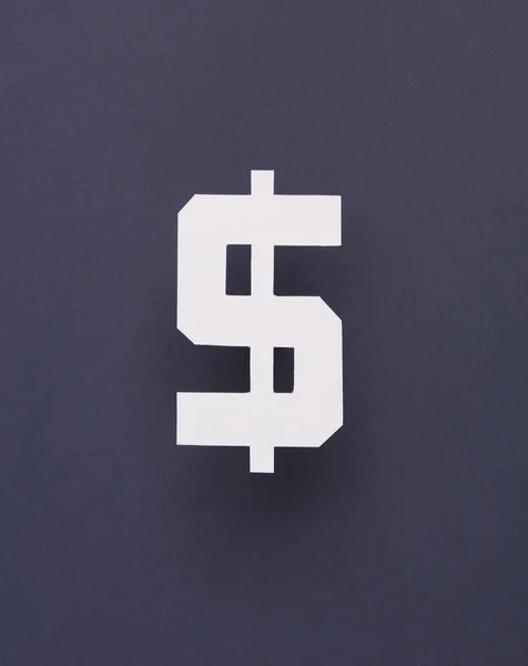 Papper Skära Dollar Symbol Grå Bakgrund — Stockfoto