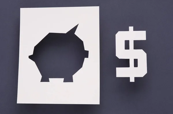Pappershål Form Spargris Och Dollar Symbol Grå Bakgrund Affärsidé — Stockfoto