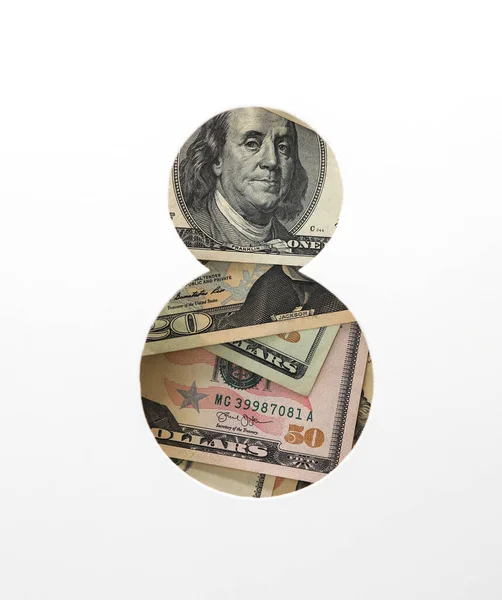 White Paper Cut Hole Shape Number Dollars — Stock Photo, Image