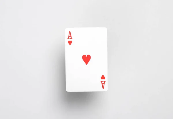 Ace Hearts Gray Background Playing Card — Stock Photo, Image