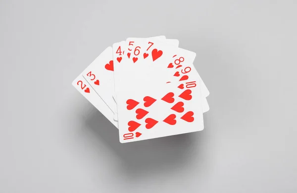 Sok Kártyajáték Szív Színe Szürke Alapon — Stock Fotó