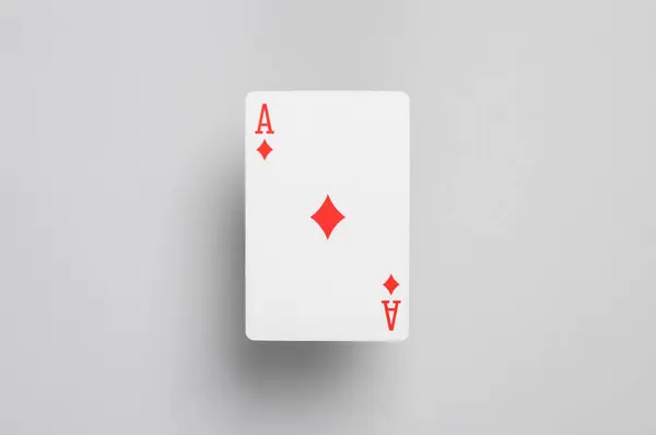 Ace Diamonds Gray Background Playing Card — Stock Photo, Image