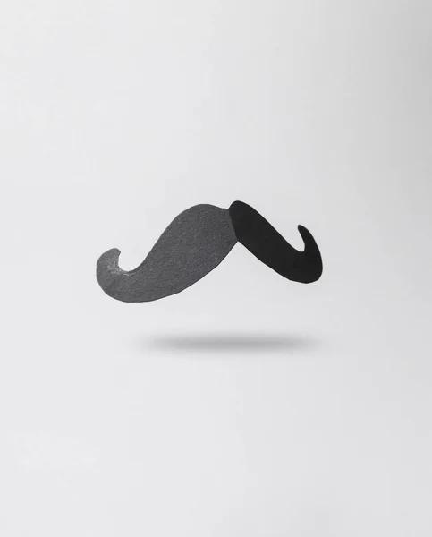 Paper Mustache Levitating Gray Background — Stock Photo, Image