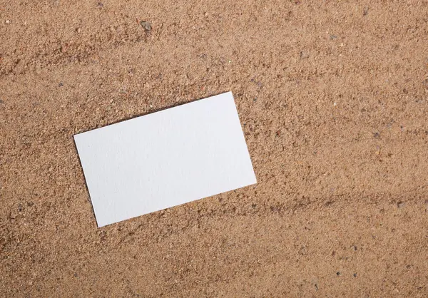Corporate Identification Travel Company White Empty Business Card Sand Top — Stock Photo, Image