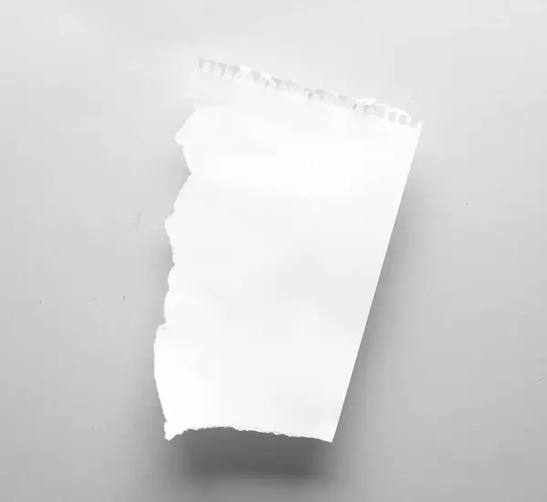 Fehér Szakadt Papírlap Szürke Háttérrel Tervezési Minta — Stock Fotó