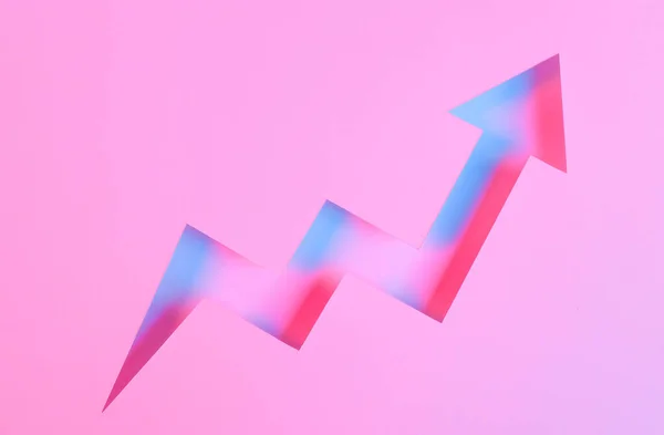 Growth arrow curve in blue red neon light