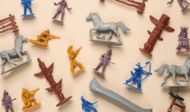 Vahşi batının temalı asker ve heykelcikleri. Kovboylar ve Amerikan Kızılderilileri