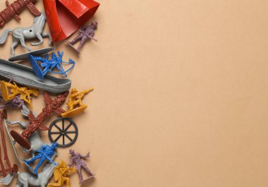 Vahşi batının temalı asker ve heykelcikleri. Kovboylar ve Amerikan yerlileri. Boşluğu kopyala