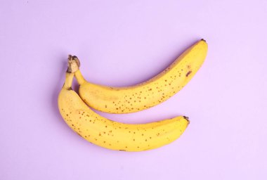 Pastel arka planda olgun muzlar. Minimalizm meyvesi hala hayat