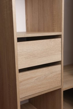 Boş kaydırak dolabı yakın plan. Ev için mobilyalar
