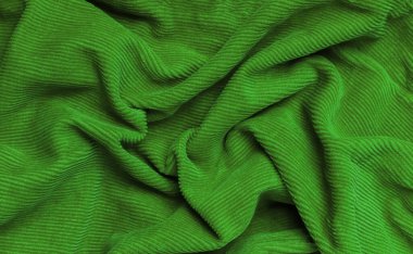 Kırışık yeşil kadife kumaş dokusu. Buruşuk Arkaplan