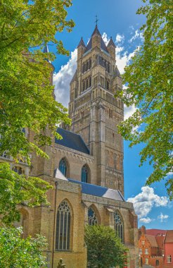 Bruges, Belçika, St Salvator Katedrali 'nin çan kulesi.