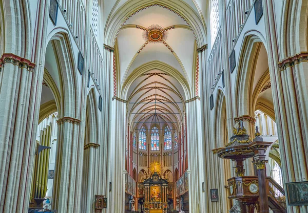 Brugge België Juli 2020 Interieur Uitzicht Sint Salvatorkathedraal — Stockfoto