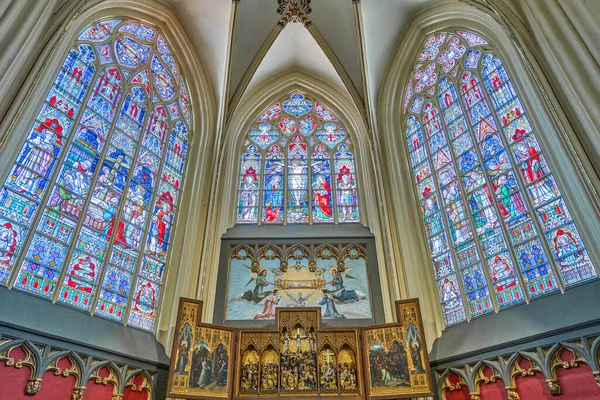 Brugia Belgia Lipca 2020 Wnętrze Katedry Salwatora — Zdjęcie stockowe