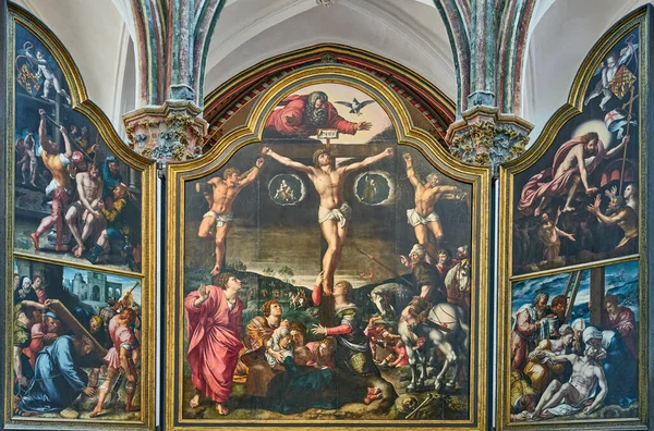 Брюгге Бельгия Июля 2020 Года Декорации Сакральные Картины Церкви Пресвятой — стоковое фото