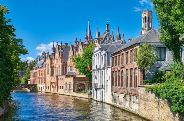 Brugge België Traditionele Huizen Aan Gracht Van Oude Stad — Stockfoto