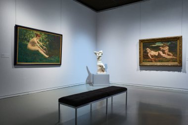 Brüksel, Beigium - 6 Eylül 2018: Kraliyet Güzel Sanatlar Müzesi 'nin Fin De Siecle sektörü, G: Charlier' in Dua Heykeli